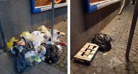 Müllprobleme Wanner Str. (Ecke Hs.-Nr. 4 / Discount-Markt)